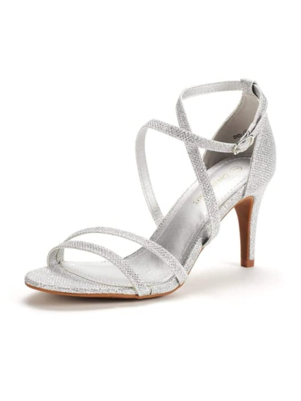 Women's Open Toe Stiletto Heeled Sandals Glitter Ankle Strap Buckle Wedding